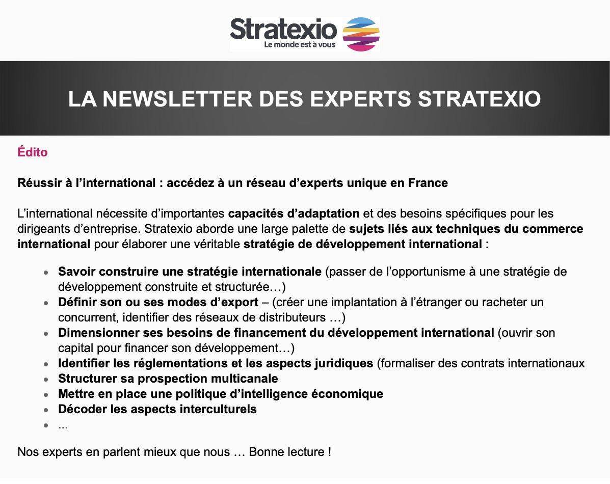 Newsletter des experts Stratexio