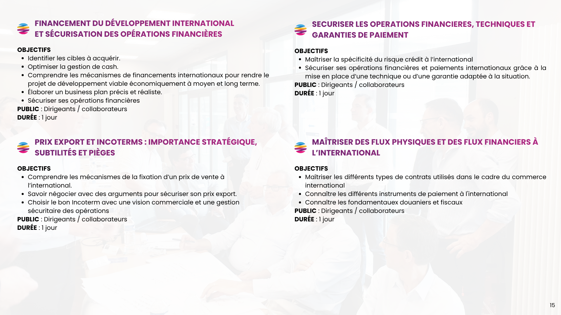 Catalogue de formations commerce international de Stratexio