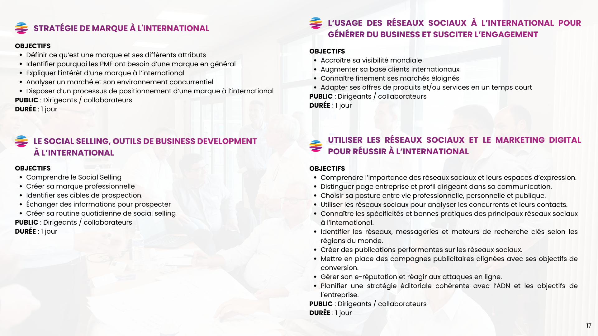 Catalogue de formations commerce international de Stratexio