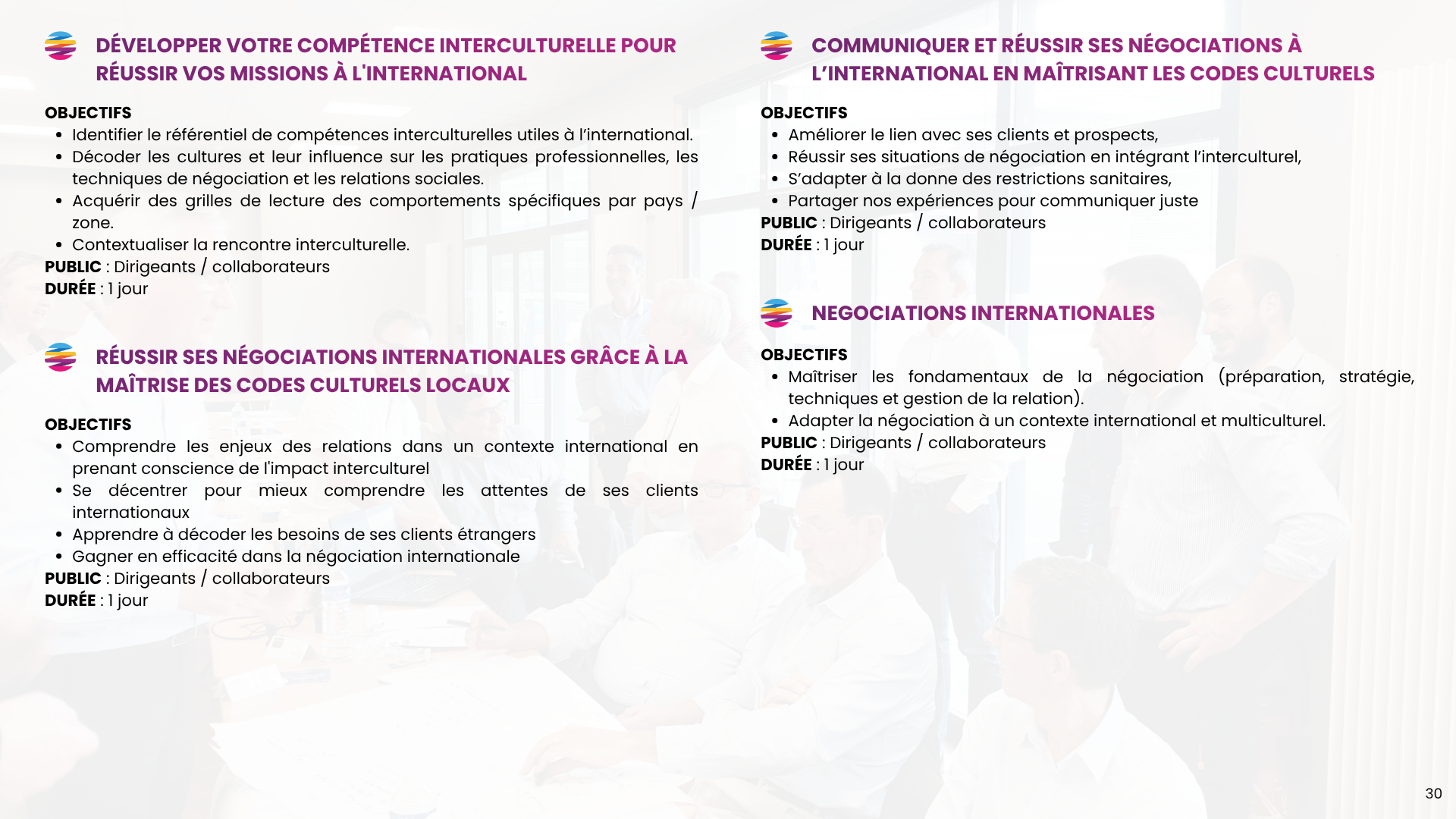 Catalogue de formations commerce international de Stratexio