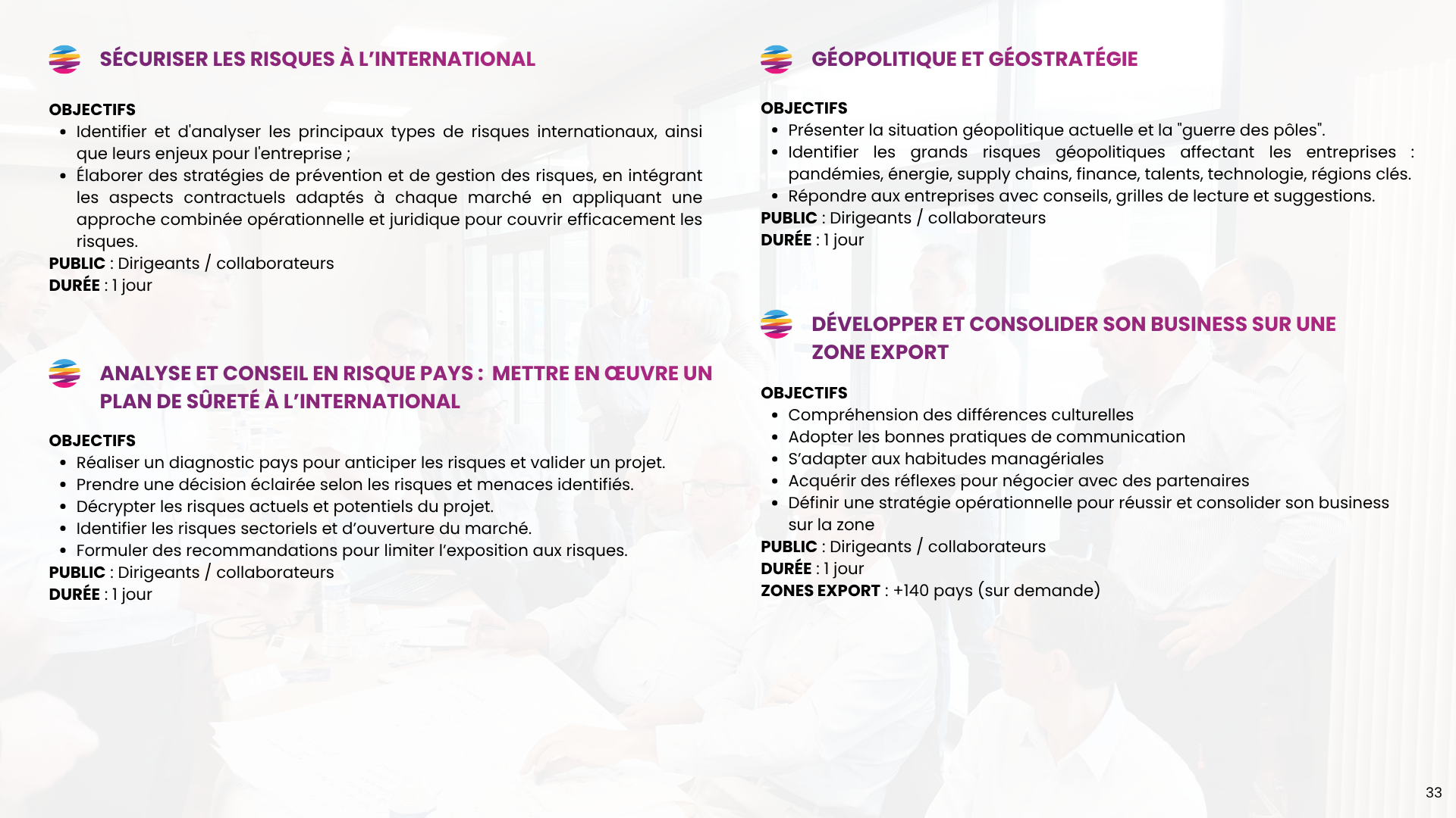 Catalogue de formations commerce international de Stratexio