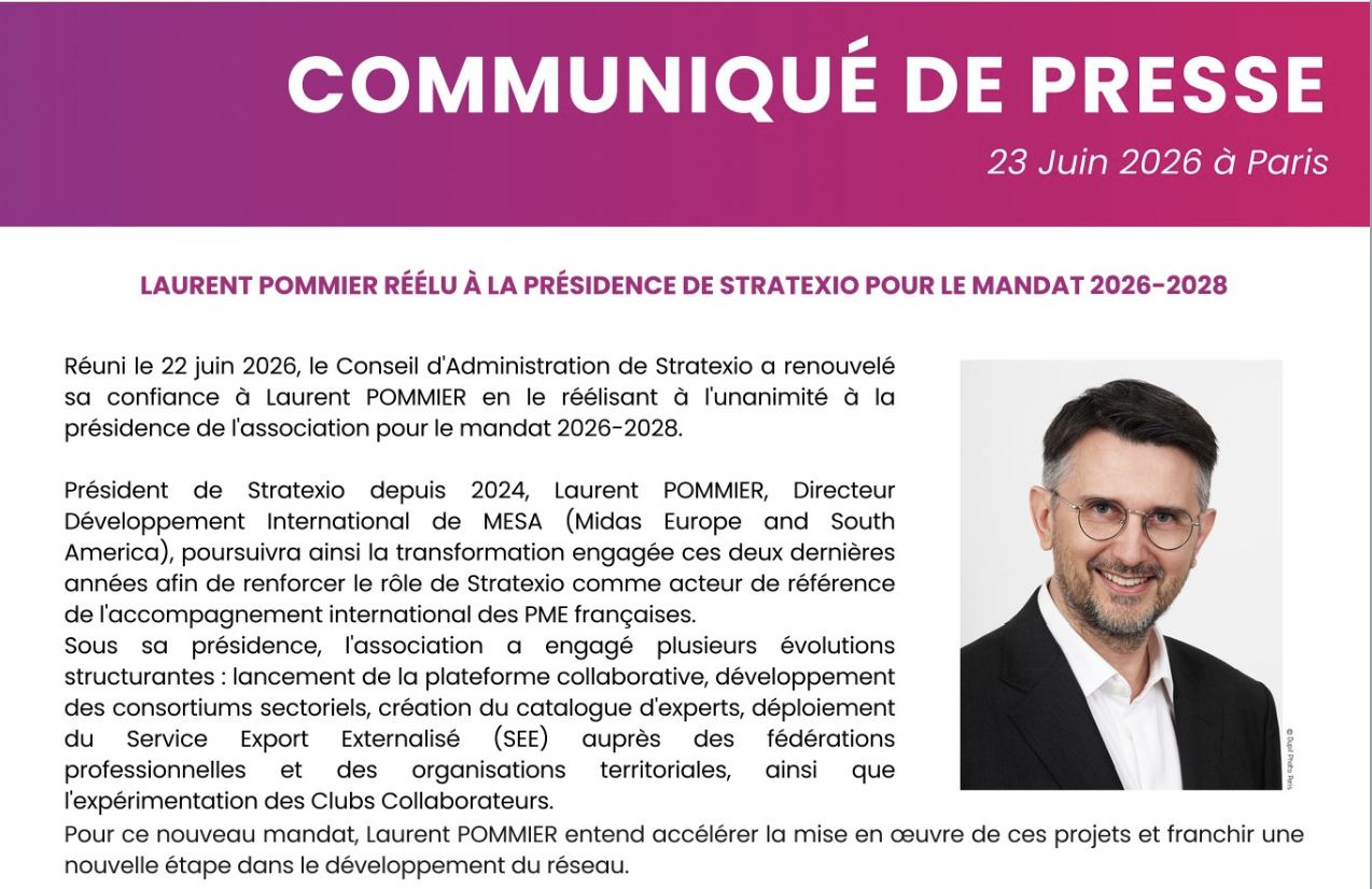 Laurent Pommier réélu à la présidence de Stratexio